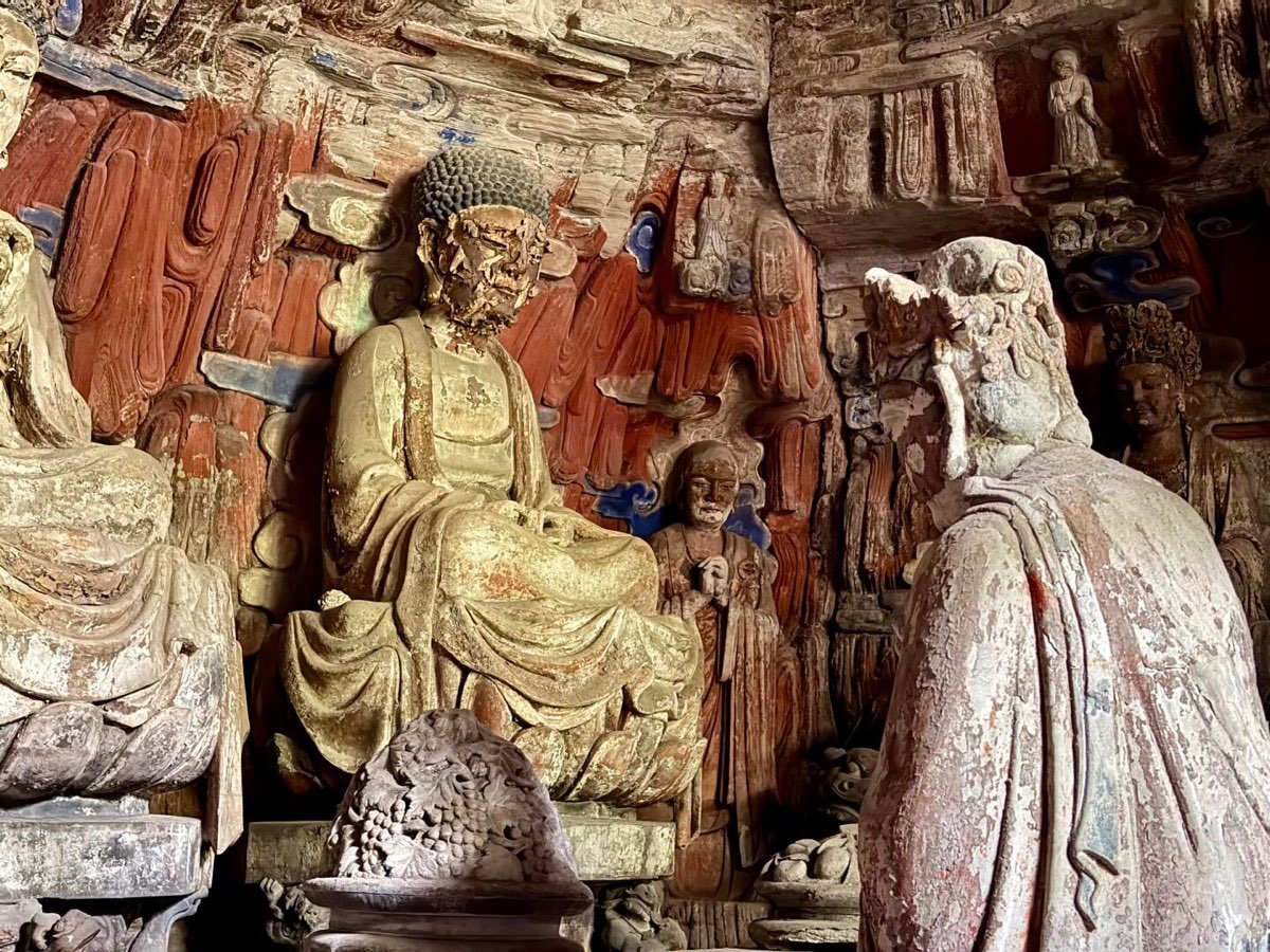 A close view of a detailed Baodingshan relief