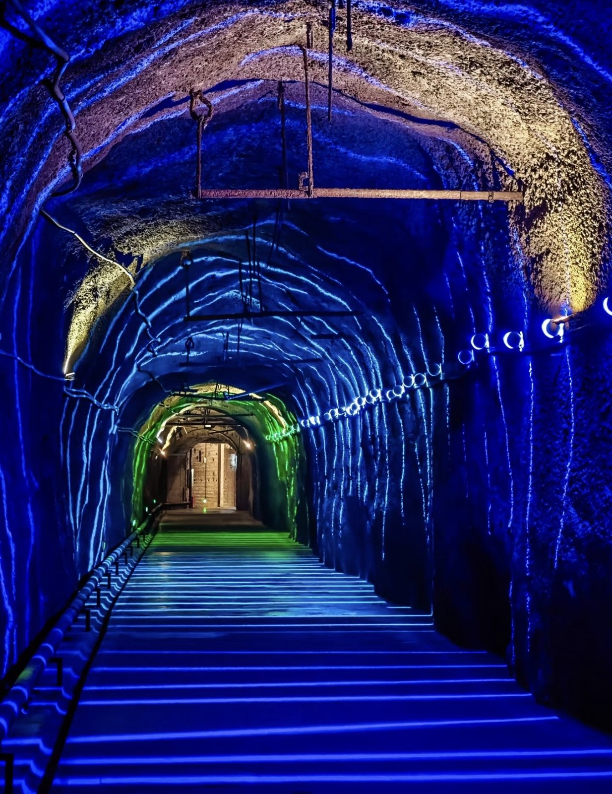The blue-lit underground tunnels of the 816 Nuclear Project